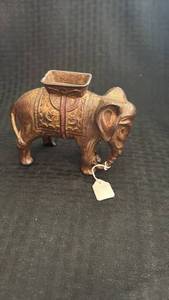 lot 272 image: Antique Metal Elephant Figurine with Decorative Saddle