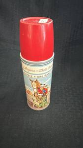 lot 284 image: Vintage Roy Rogers and Dale Evans Thermos with Cap, Double R Bar Ranch Design