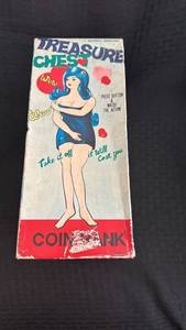 lot 286 image: Vintage Battery-Operated Coin Bank Treasure Chest with Box