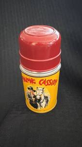 lot 294 image: Vintage Hopalong Cassidy Metal Lunch Thermos with Graphics