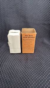 lot 327 image: Vintage Metal Coin Bank with Original Box