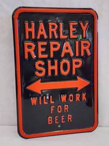lot 54 image: Harley Davidson Stamped Steel Metal Sign