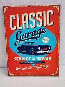 lot 74 image: Classic Garage Wooden Framed Canvass Picture