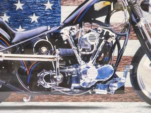 lot 60 image: American Classic Motorcycle Wooden Framed Picture