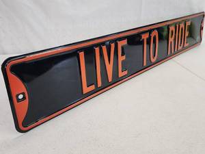 lot 58 image: Harley Davidson Stamped Steel Metal Sign