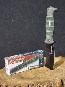 lot 102 image: USMC Cleaver Assisted Open Locking Blade Knife