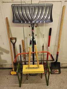 lot 300 image: Assorted Yard Tools and Fishing Poles