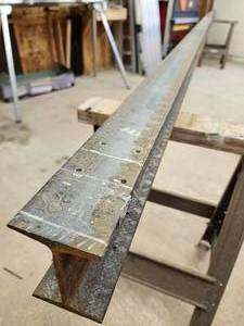lot 351 image: 16 ft I-Beam with Electric Hoist and 1 Ton Push Trolley