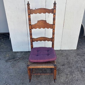 lot 4 image: Vintage ladder-back Rocking Chair with padded seat