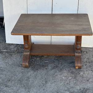 lot 13 image: Wooden Coffee Table - Decorations on legs