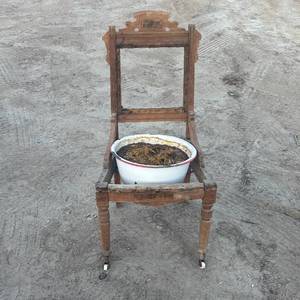 lot 33 image: Old chair plant stand