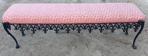 lot 36 image: 1960s Vintage French Hollywood Regency Bed Side Bench W Cast Iron Skirt