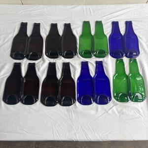lot 48 image: Melted Glass Bottle Double Spoon Rests Lot of 8