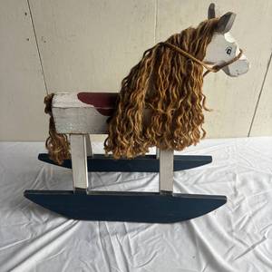lot 52 image: Vintage Small Wooden Rocking Horse