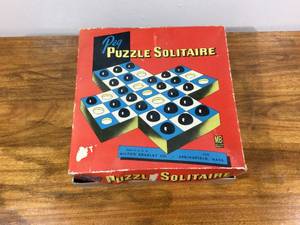 lot 64 image: Peg Puzzle Solitaire Vintage Board Game by Milton Bradley Co