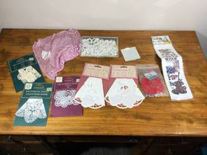 lot 79 image: Lot of Sewing & Craft Supplies - Doilies, Iron-On Transfers, 3D Letters