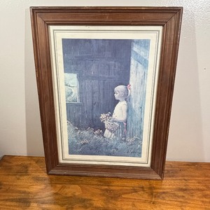 lot 117 image: Little Girl Picture - Framed - Size 25 Tall X 19.5 Wide