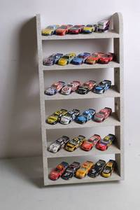 lot 137 image: Collection of 40 Diecast NASCAR Race Cars with Display Shelf
