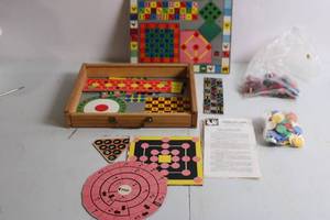 lot 228 image: Vintage Board Game Set with Game Pieces and Instructions