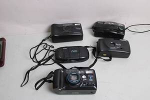 lot 346 image: Collection of 5 Vintage Point-and-Shoot Film Cameras