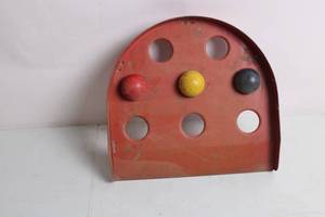 lot 352 image: Vintage Red Metal Circle Ball Game Apparatus