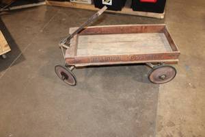 lot 372 image: Antique Champion Speedster Wooden Wagon with Metal Wheels