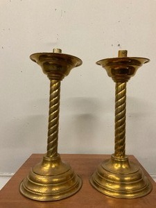 Pair of brass candle holders