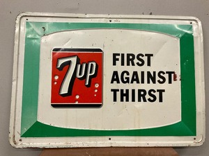 7up First Against Thirst Metal Sign