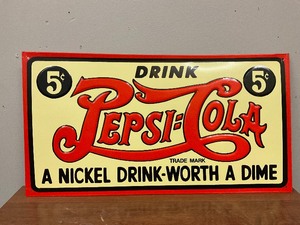 lot 19 image: Pepsi Cola Metal Sign