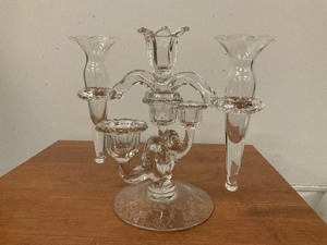 lot 129 image: Etched Glass Candle Holder and Vase