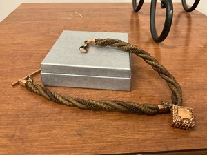 lot 142 image: Victorian Woven Hair Necklace with Locket Inside.