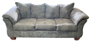 lot 27 image: Comfortable Gray Three-Seater Microfiber Sofa
