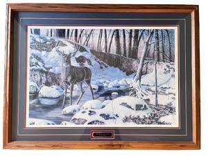 lot 58 image: Framed Jim Hansel Print River Bottom Buck