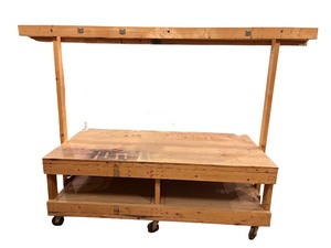 lot 60 image: Handcrafted Wooden Rolling StorageWorkbench