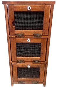 lot 70A image: Solid Wood Cabinet with Mesh Doors