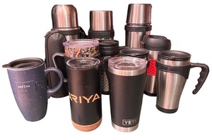lot 73 image: Collection of 10 Travel Mugs and Tumblers including Yeti and ARIYA