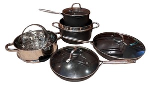 lot 74 image: Gotham Steel Cookware Set with Stainless Steel Lids