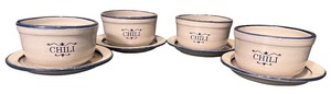 lot 75 image: Set of 4 Red Wing Pottery Chili Bowls with Saucers