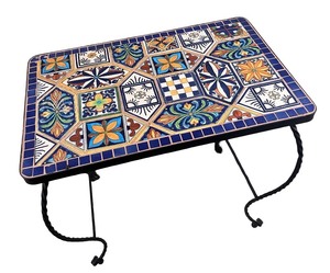 lot 85 image: Colorful Mosaic Tile Coffee Table with Iron Legs