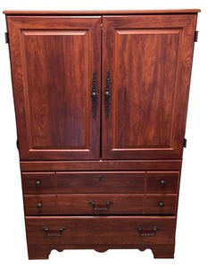 lot 88 image: Large Wooden Armoire with Drawers and Shelving