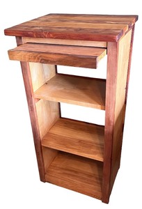 lot 90 image: Handcrafted Wooden Bookshelf with Slide-Out Shelf