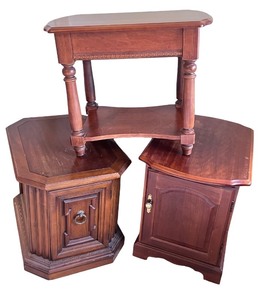 lot 98 image: Set of 3 Wooden Side Tables with Storage