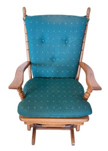lot 101 image: Oak Frame Glider Rocking Chair with Cushioned Seat
