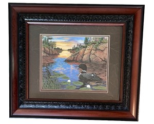 lot 105 image: Loons Boundary Waters Framed Signed Art by Thomas Gross Limited Edition 4401800