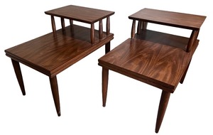 lot 122 image: Pair of Mid-Century Modern Two-Tier End Tables