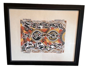 lot 124 image: Framed Aboriginal Australian Art Waterholes by M. Conlon