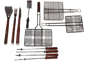 lot 159 image: BBQ Grilling Set with Baskets, Skewers, and Utensils