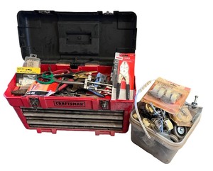 lot 162 image: Craftsman Toolbox with Assorted Tools and Casters