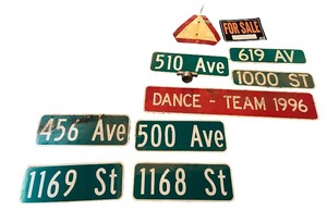 lot 32 image: Collection of Vintage Street and Road Signs