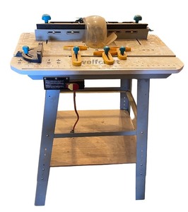 lot 179 image: Wolfcraft Router Table with Adjustable Fence and Safety Guard